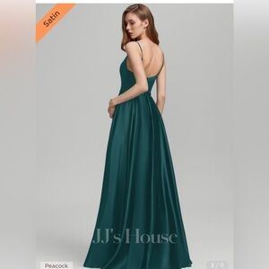 A-Line square neck, floor length bridesmaid or prom dress